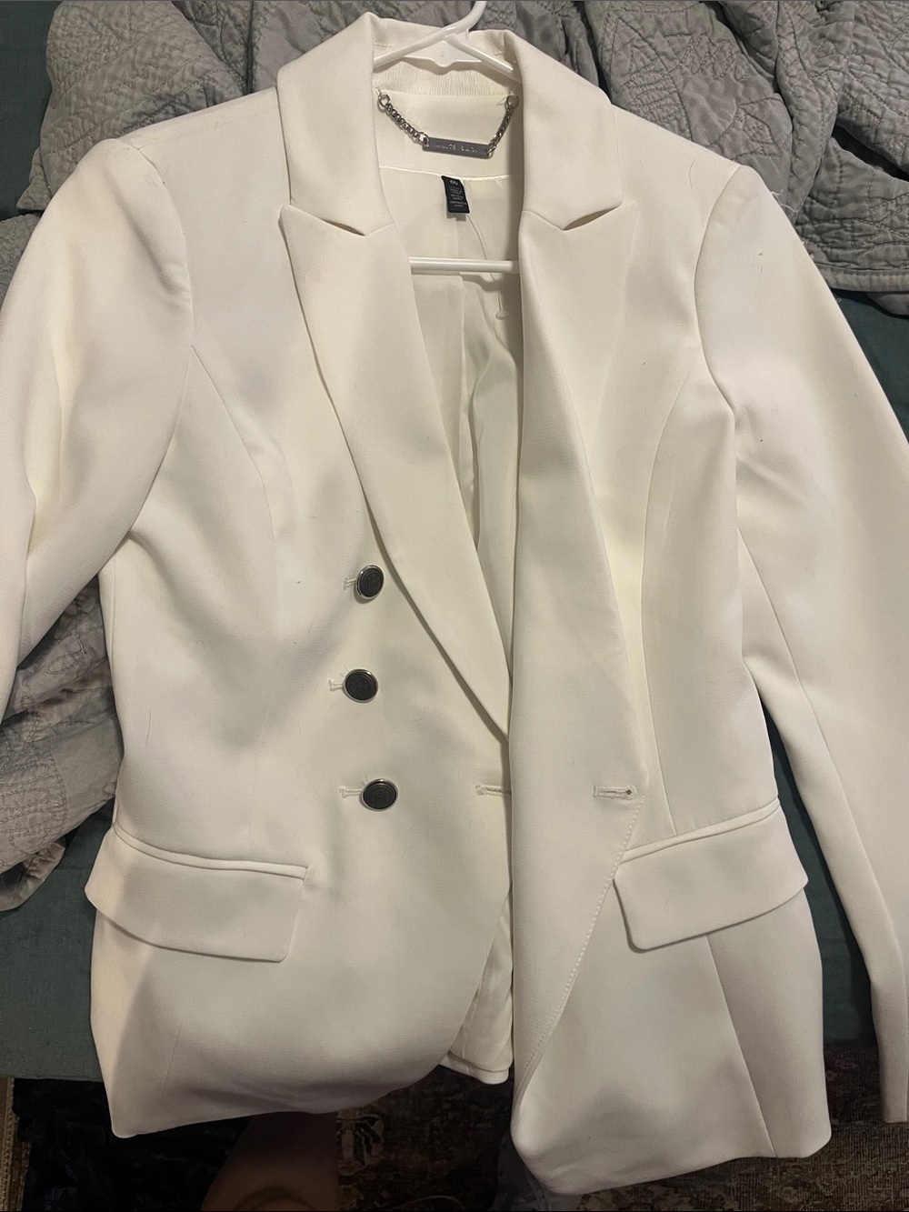 White House Black Market Ivory Double-Breasted Women's Blazer